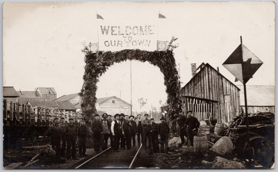 Crossburn Nova Scotia Men Welcome Ghost Town NS Postcard 