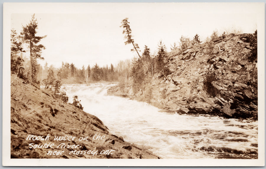 Massey Ontario Sauble River Rough Water ON ONT UNused RPPC Postcard 