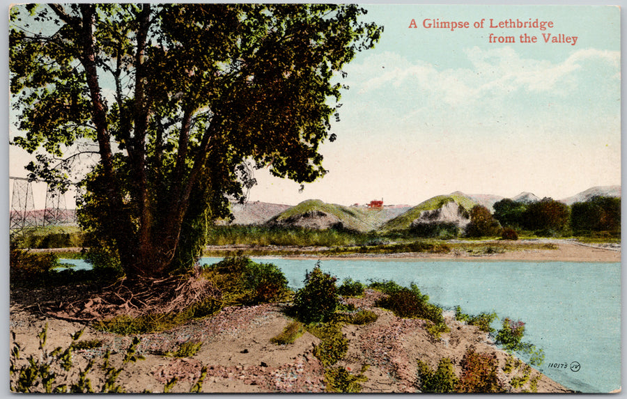 A Glimpse of Lethbridge Alberta AB Old Man River Unused Valentine Sons Postcard 