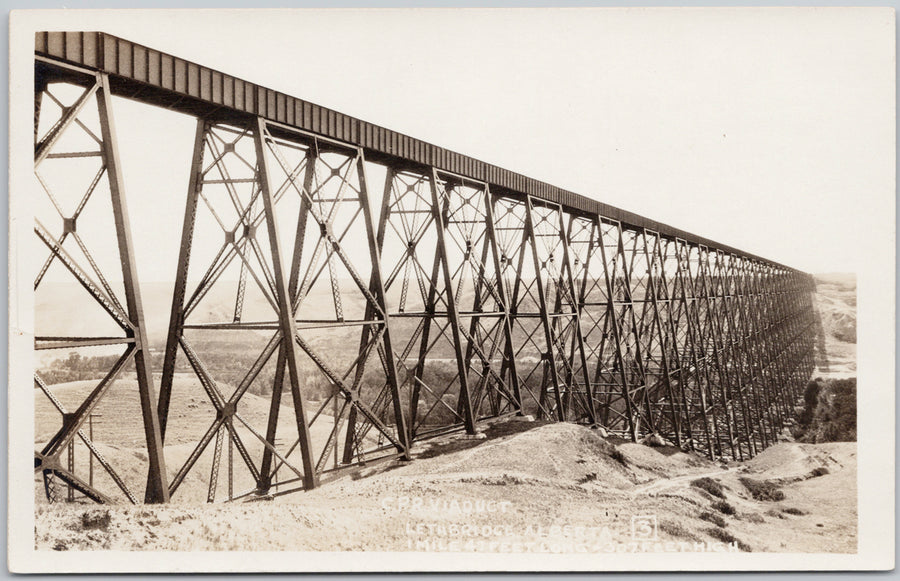 Lethbridge Alberta CPR Viaduct High Level Bridge AB Alta Canada Postcard