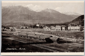 Jasper Alberta Train Railroad Railway Hotel Astoria Canada BC Printing Litho Co Postcard 