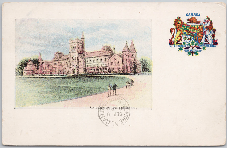 University of Toronto Ontario ON Canada Patriotic 1905 SMC Souvenir Mailing Card Postcard 