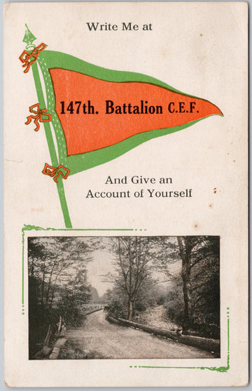 147th Battalion CEF Pennant  Canadian Military Soldiers Postcard