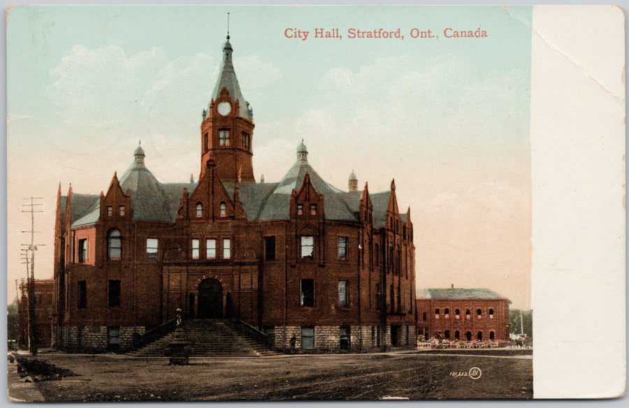 City Hall Stratford Ontario ON Canada 1911 Stratford Cancel Postcard