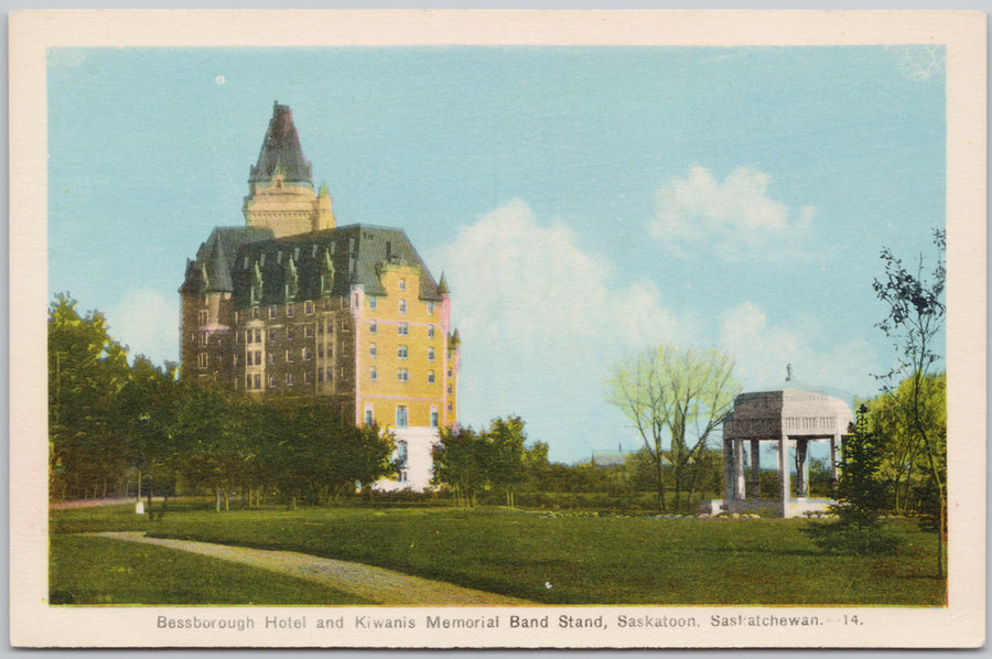 Bessborough Hotel Saskatoon SK Kiwanis Band Stand Saskatchewan Canada Unused PECO Postcard