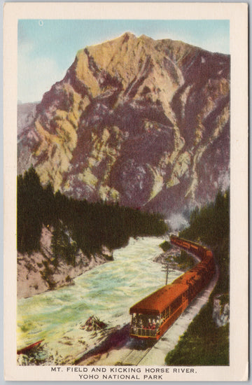 Mt Field and Kicking Horse River Yoho National Park BC British Columbia Train Byron Harmon Postcard 