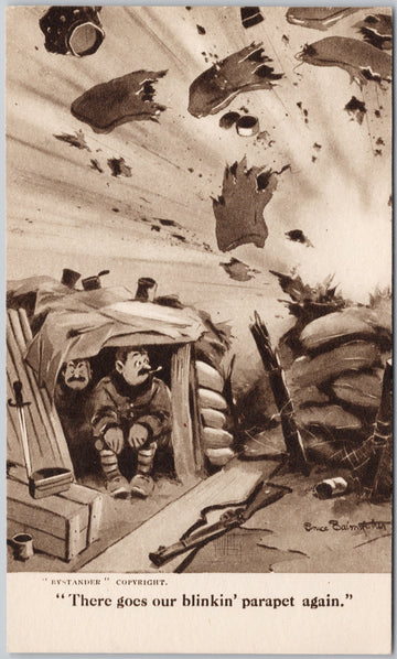 Bystander Comic Military 'There Goes Blinkin Parapet Again' Soldiers Bruce Bairnsfather Artist Fragments from France Series Postcard