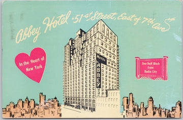 Abbey Hotel New York City NY NYC Postcard