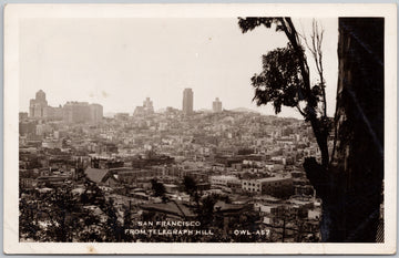 San Francisco from Telegraph Hill California RPPC Postcard