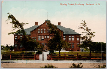 Spring Street Academy Amherst NS Nova Scotia School Postcard