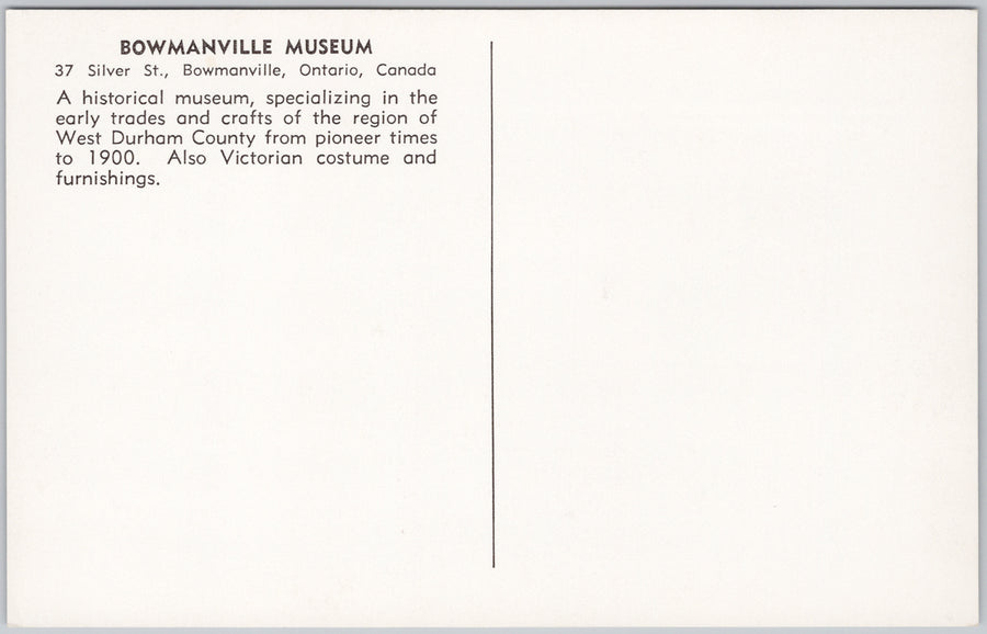 Bowmanville Museum Ontario ON West Durham County ONT Unused Litho Postcard SP17