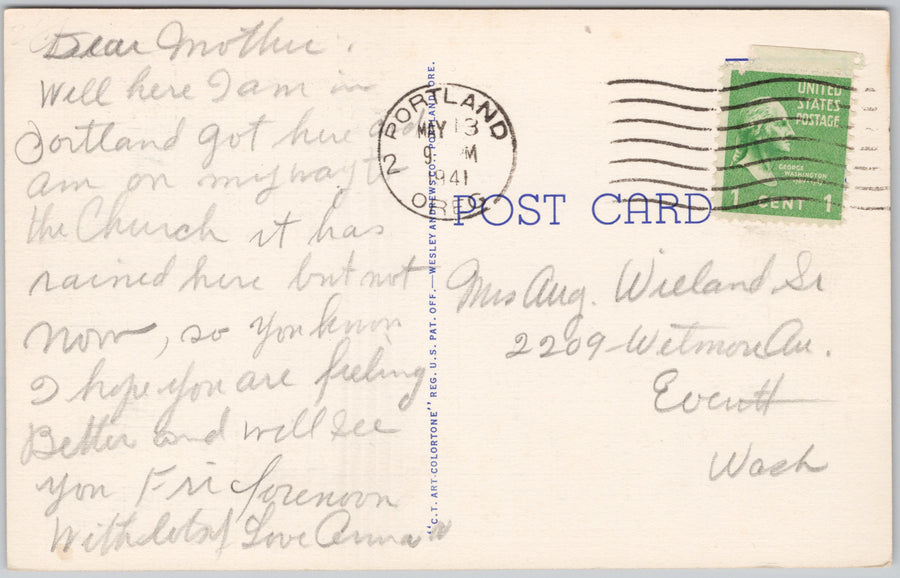 Large Letter Greetings from Oregon OR USA 1940s Linen Postcard SP17