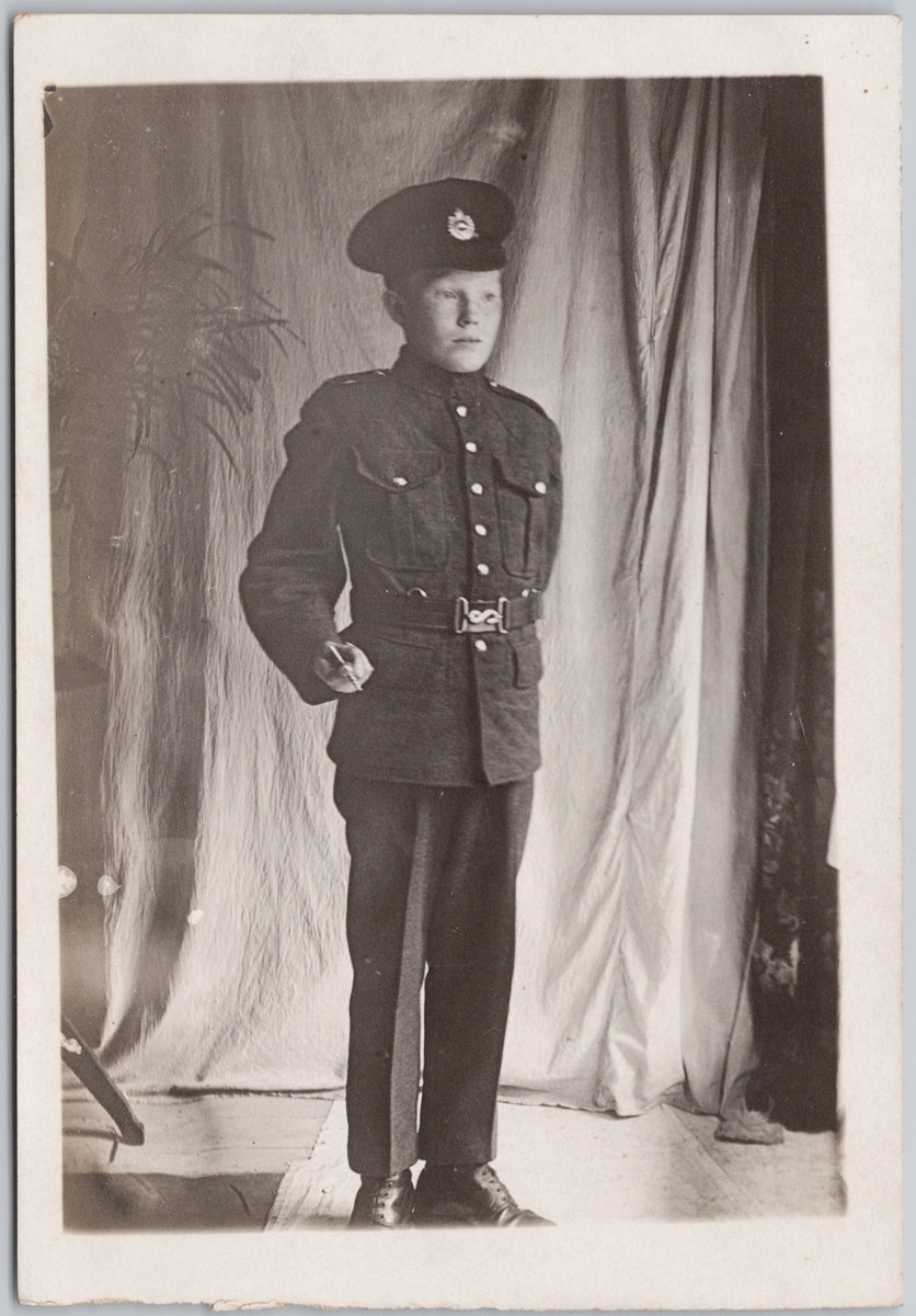 Portrait of very young Canadian Soldier (or child) Canada Military RPPC Postcard SP17 *as is