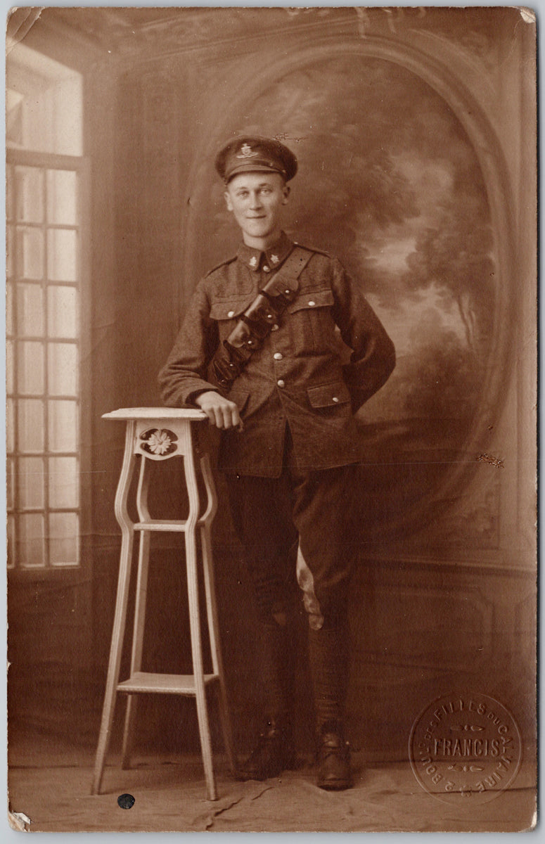 Portrait Canadian Soldier WW1 era Canada Francis RPPC Postcard 