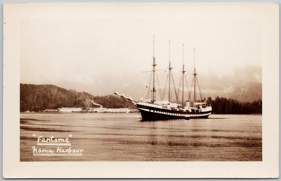 Schooner 'Fantome' Ship Namu Harbour BC Postcard