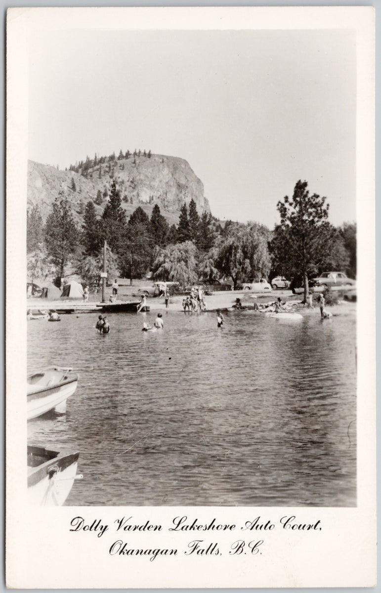 Okanagan Falls BC Dolly Varden Lakeshore Auto Court Postcard