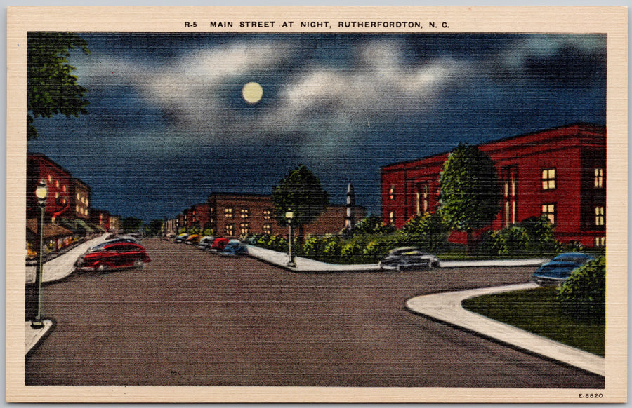 Rutherfordtown NC Main Street North Carolina Postcard