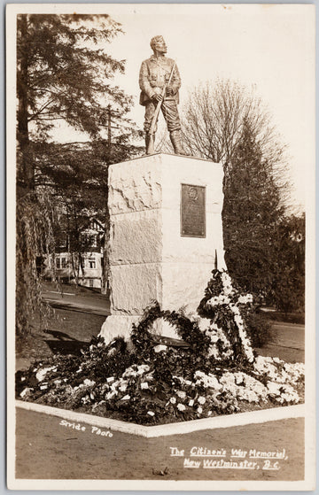 Citizens War Memorial New Westminster BC Monument Stride RPPC Postcard 