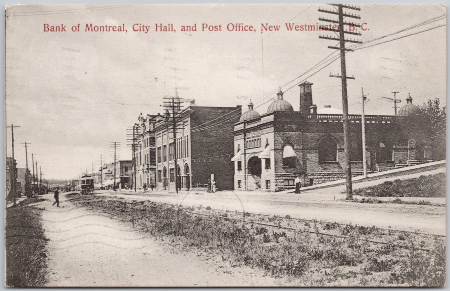 Bank of Montreal & Post Office New Westminster Postcard 