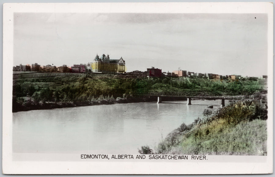 Edmonton Alberta Saskatchewan River AB Canada 1953 Belmont Park BC Cancel Gowen Sutton Postcard SP17