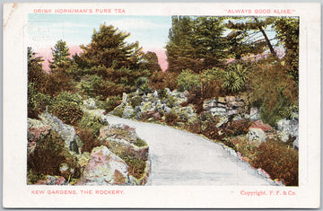 Drink Horniman's Pure Tea Advertising Kew Gardens The Rockery London England Postcard 