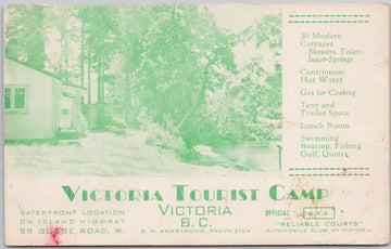 Victoria Tourist Camp British Columbia  Advertising Postcard 