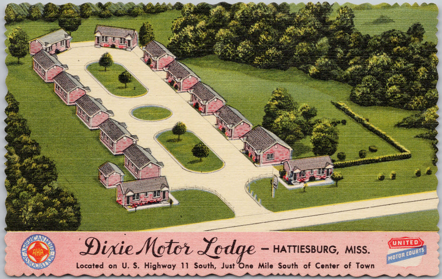 Dixie Motor Lodge Hattiesburg MS Postcard 