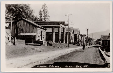 Alert Bay BC Indigenous Village Street Postcard 