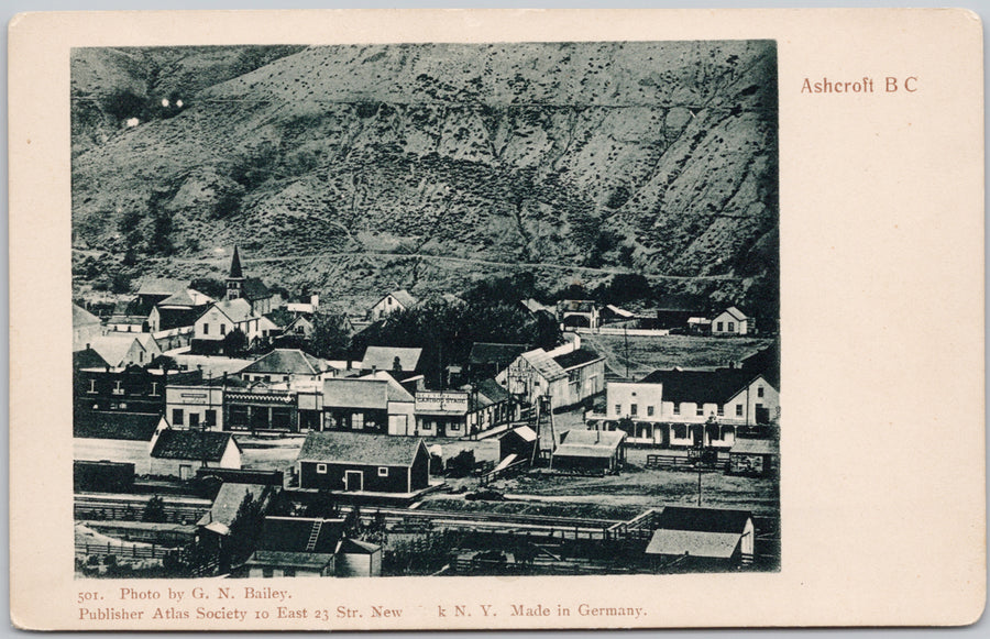 Ashcroft British Columbia Birdseye  Postcard 