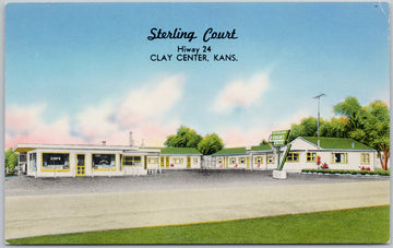 Sterling Court Clay Center Kansas Postcard