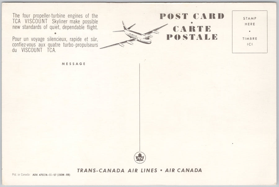 TCA Viscount Skyliner Jet Trans-Canada Airlines Continental Postcard SP18