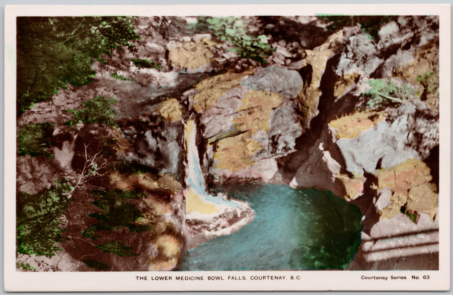 Lower Medicine Bowl Falls Courtenay BC Postcard 