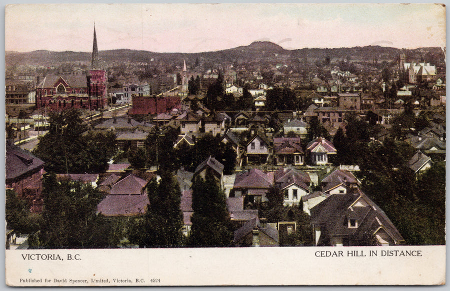 Victoria BC Cedar Hill in Distance 1907 Peachland BC Split Ring Cancel Postcard 