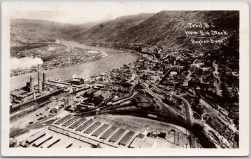 Trail BC British Columbia Birdseye Big Stack Smelter Postcard 