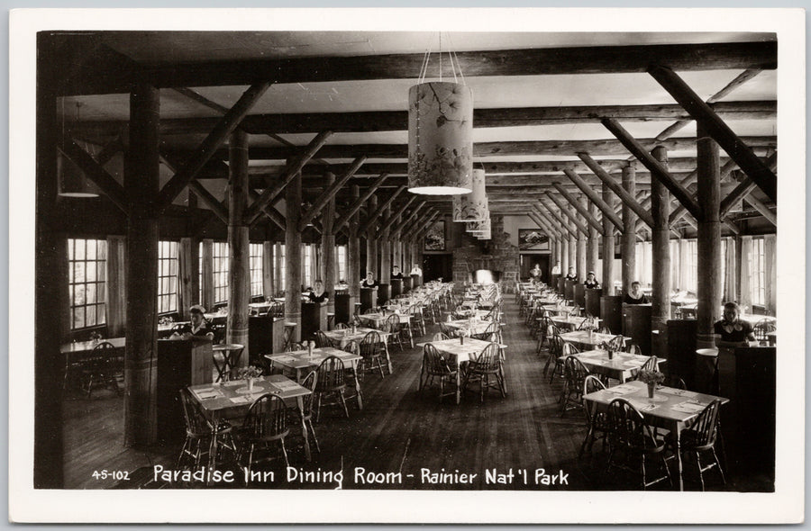 Paradise Inn Dining Room Mt Rainier National Park WA Postcard 