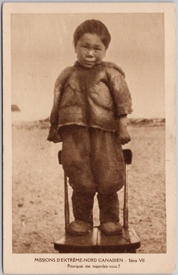 Missionary Missions D'Extreme Nord Canadien Young Child Canada Inuit People Postcard 