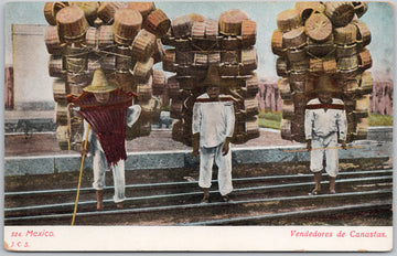 Mexico Vendedores de Canastas Basket Sellers Vendors Postcard 