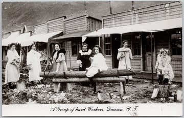 Group of Hard Workers Yukon Women Working YT Murdoch's Gem Shop  Postcard