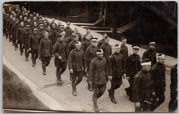 Canadian Cadets ?? Marching Unidentified Location WW1 era RPPC Postcard 