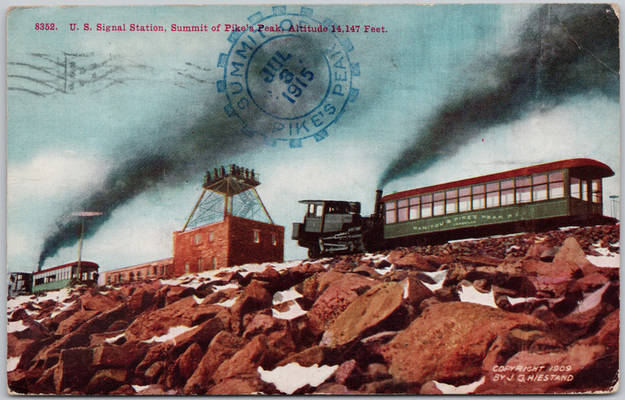 US Signal Station Pikes Peak Manitou & Pike's Peak Railway Postcard 