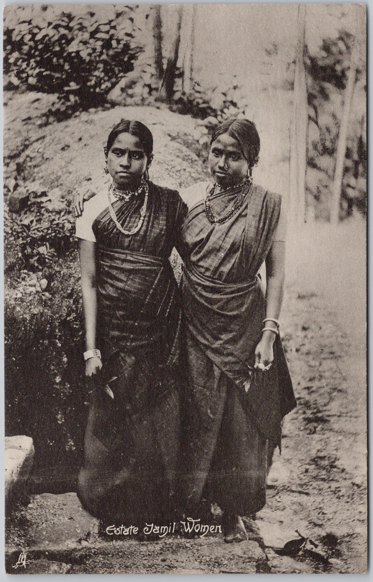 Sri Lanka Ceylon Two Young Ladies Estate Tamil Women Postcard