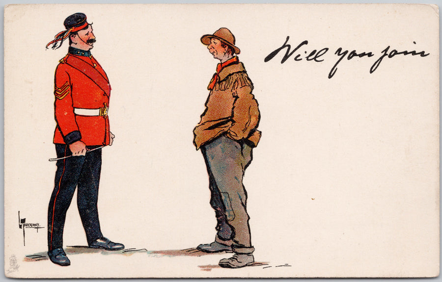 Military Officer Recruiting Will You Join Soldier Thackeray Artist Postcard 