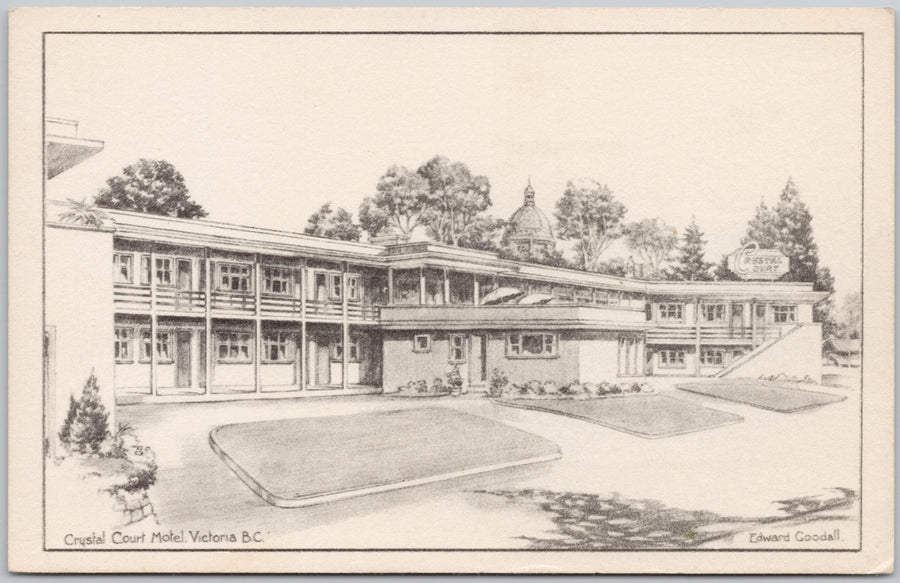 Edward Goodall Artist Crystal Court Motel Victoria BC Postcard