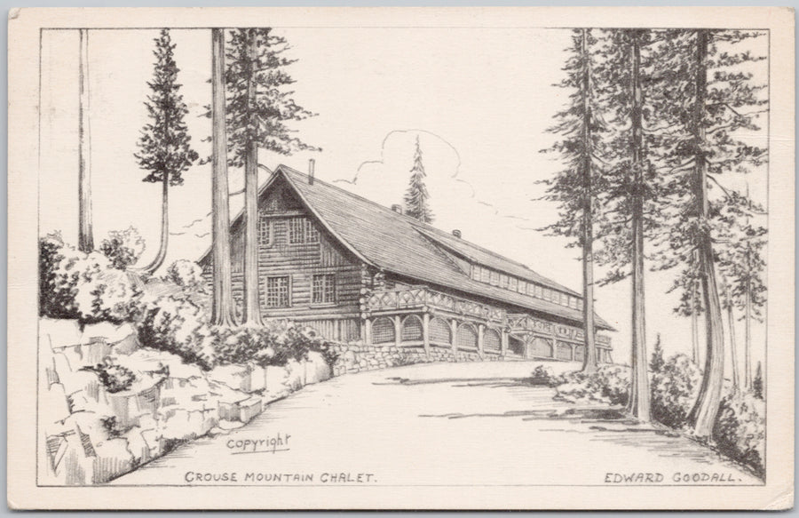 Edward Goodall Grouse Mountain Chalet North Vancouver BC Postcard 