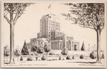 Edward Goodall Artist City Hall Vancouver BC Postcard 