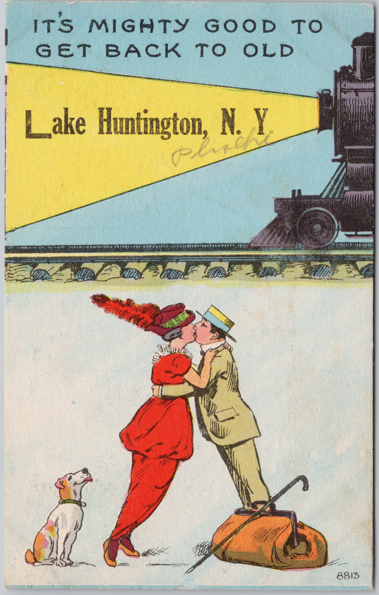 Lake Huntington New York Train Good To Get Back Postcard 