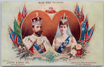 JS Fry and Sons King George V and Queen Mary Whom God Preserve Postcard 