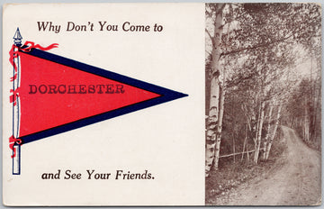 Dorchester Red Pennant Boston MA Postcard 