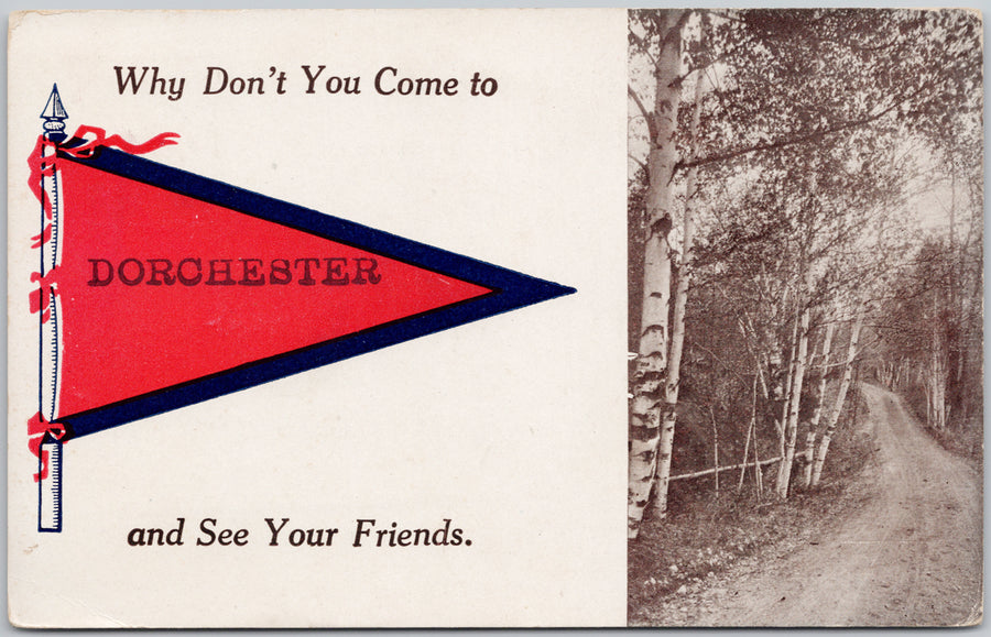 Dorchester Red Pennant Boston MA Postcard 