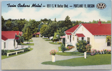 Twin Cedars Motel Portland Oregon Postcard 